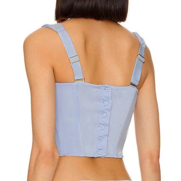 NWT FREE PEOPLE x HAH Knock Out Corset boudoir Top Size XL Blue Periwinkle - Picture 2 of 12
